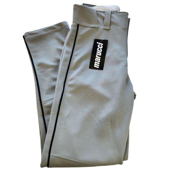 Marucci Gray Baseball Pants Youth XXL Tapered Double Knit Piped Black NWT - Picture 1 of 10